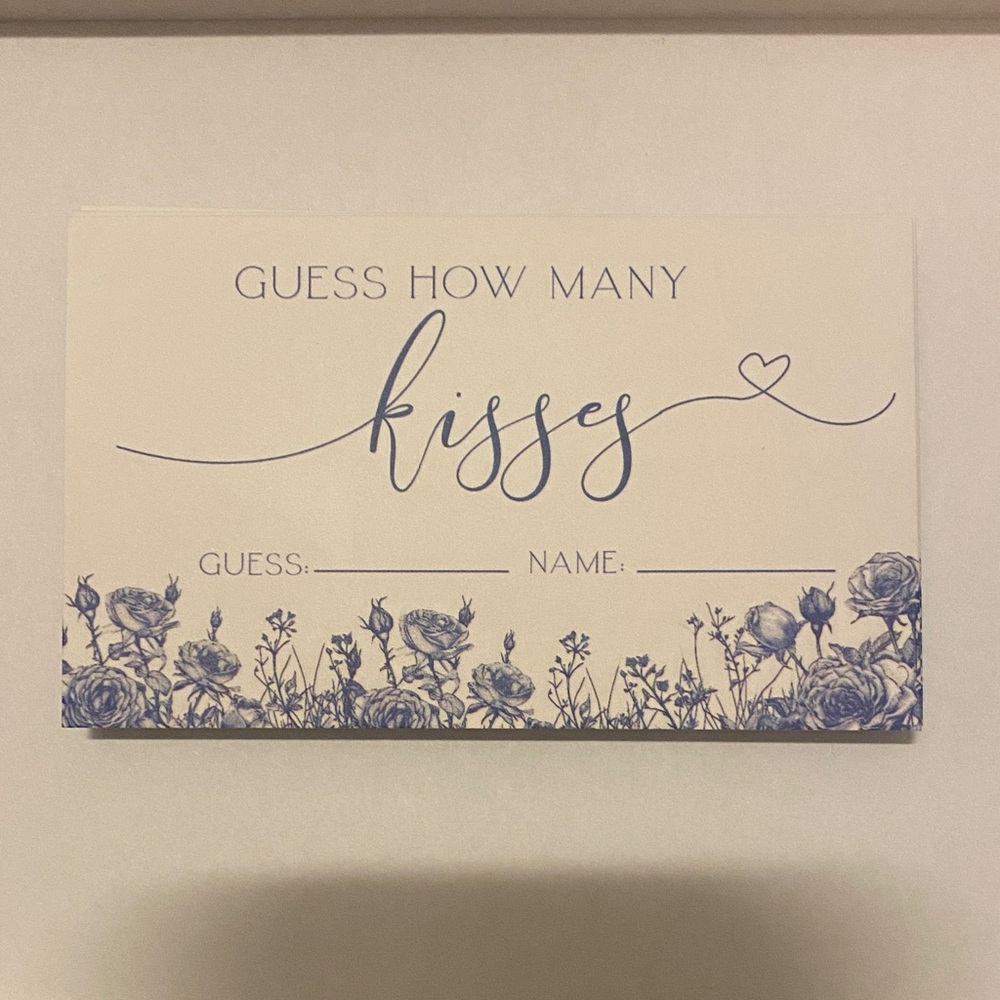 Blue Floral Guess How Many Kisses Card